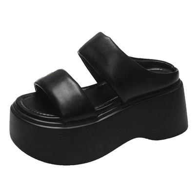 Модные новые летние женские толстые тапочки, шлепанцы, женская обувь на танкетке, женские пляжные тапочки на высокой платформе, черные сандалии 9 см