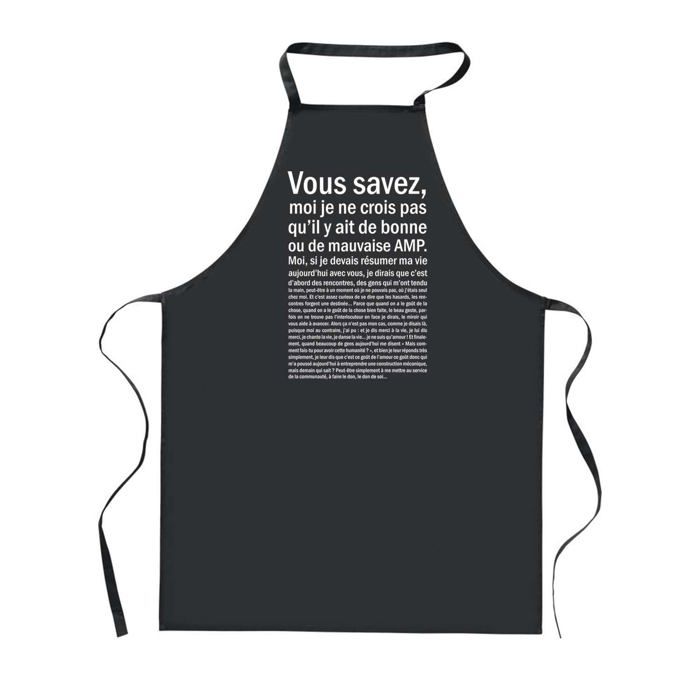 Tablier de cuisine - PLANETEE - AMP Bonne ou de mauvaise - Noir - Impression Bretonne - 90x60 cm