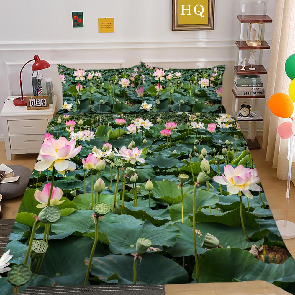 Комплект постельного белья из микрофибры с 3D принтом цветов, пододеяльник королевского размера, комплект постельного белья высокого качества для девочек, декор для спальни