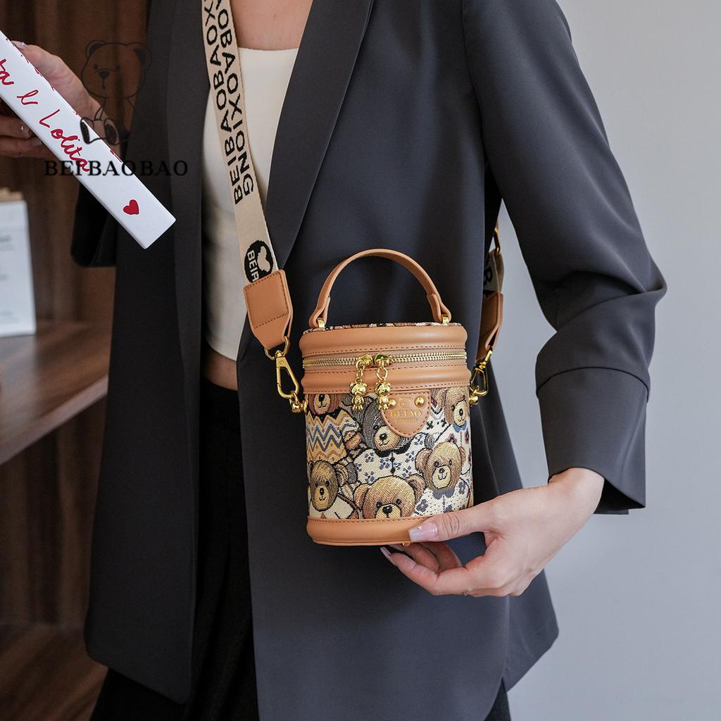 Feminine Bucket Bag Cylindrical Crossbody High Quality Portable Small Summer Fashion New