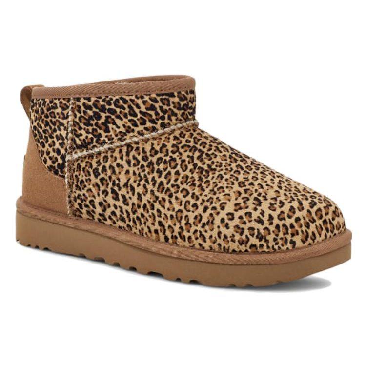 UGG Classic Ultra Mini Speckles Boot Leopard Print Women Sneakers Brown Chestnut 1149270-CHE