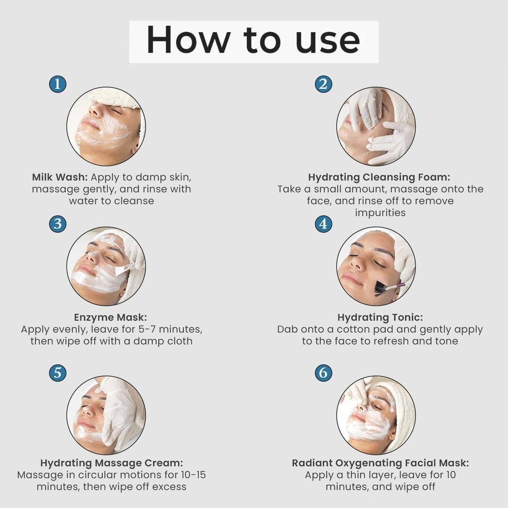 O3+ Набор для свадебного ухода за лицом Hydrate & Glow 10 шагов для сухой кожи с гиалуроновой кислотой, экстрактом зеленого чая, пантенолом 42 г + 80 мл