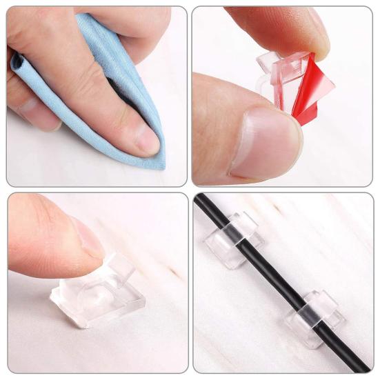 10/50 шт. Прозрачный зажим для укладки кабеля, самоклеящийся многофункциональный зажим для фиксации провода, липкий шнур