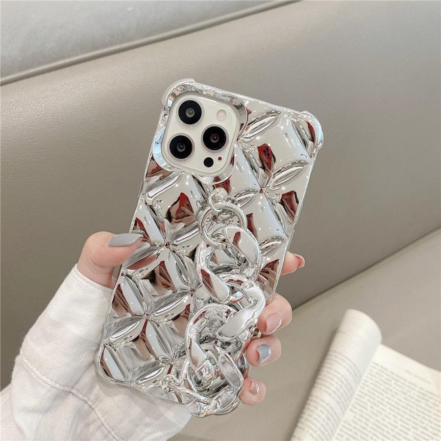 Роскошный сексуальный чехол-цепочка для телефона с алмазным покрытием для защиты камеры для iphone 14 13 15 16 Pro Max 12 11 X XS XR с браслетом