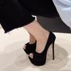 Fashion Black Platform Pumps Women Ultra High Stiletto Heels Peep Toe Party Stripper Shoes Zapatos De Mujer