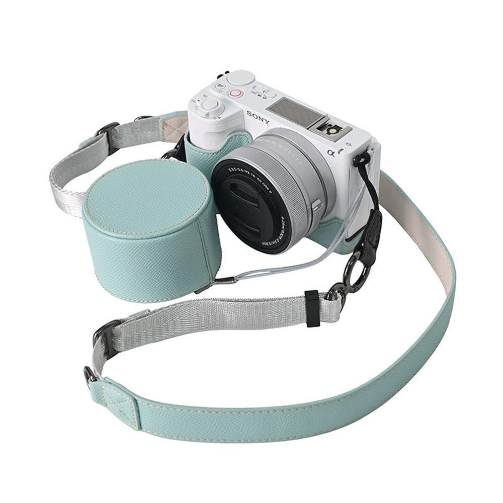 Сумка для камеры ZVE10II с отпечатком ладони, чехол из ПУ кожи на половину корпуса для Sony ZVE10 Mark II ZVE10M2 ZVE10II 16-50mm с крышкой для объектива