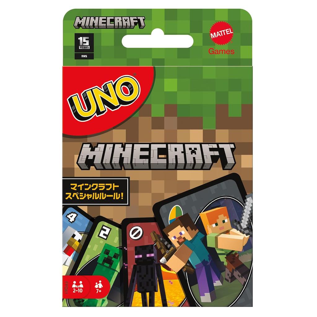 Игра Mattel UNO Minecraft Вечеринка Карточная игра 112 карт 2-10 игроков Возраст 7+ Зеленая FPD61