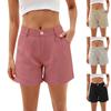 Женские модные повседневные однотонные брюки с пуговицами и карманами, шорты
