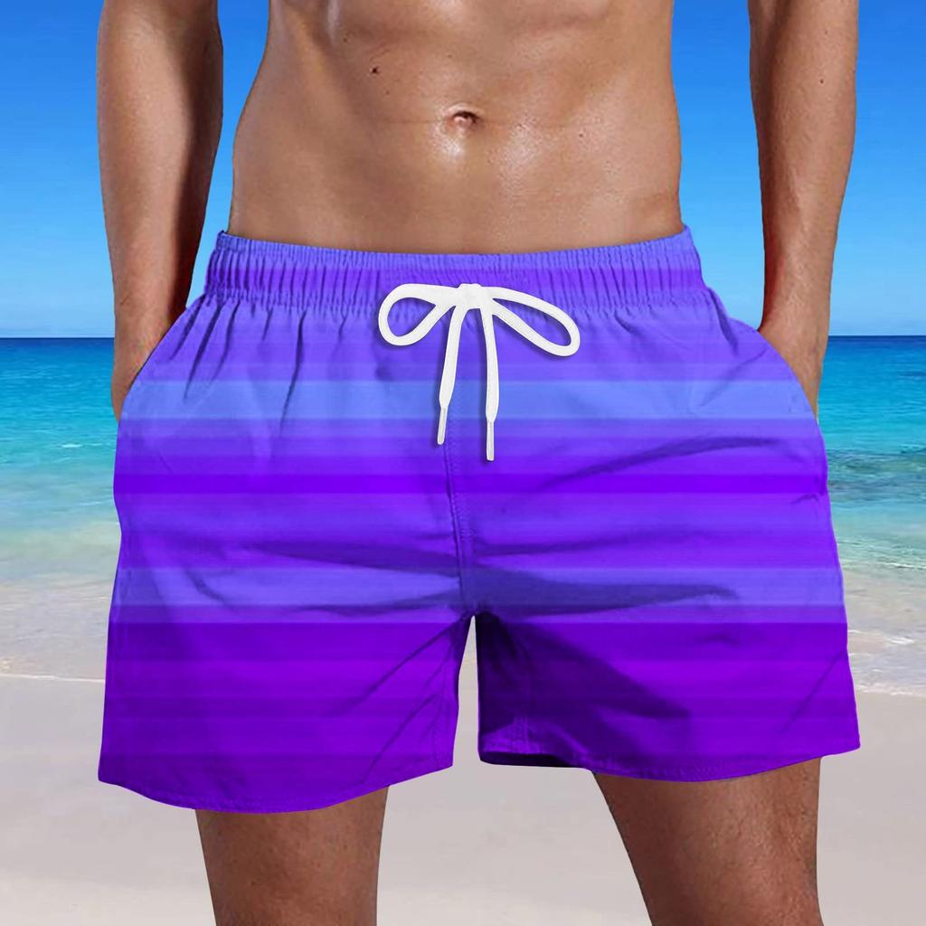 Мужские летние плавки, быстросохнущие шорты с карманами и пляжные шорты с градиентным принтом