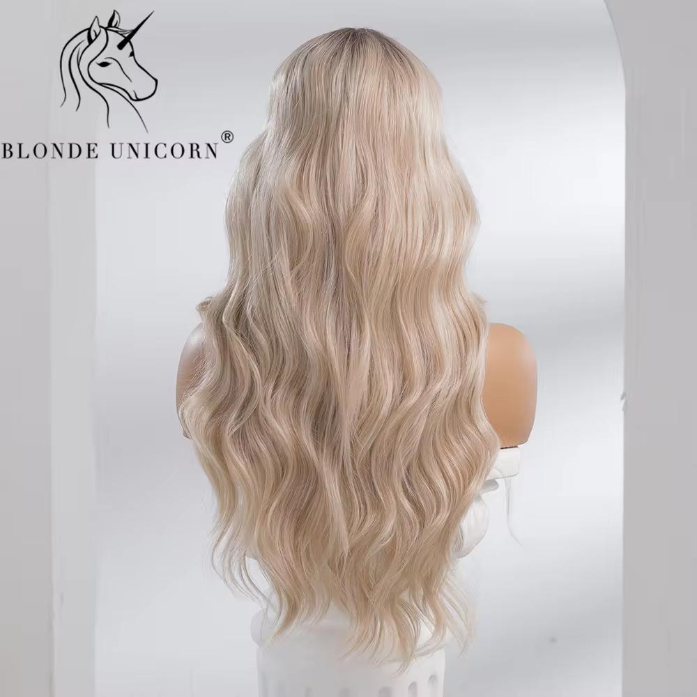 BLONDE UNICORN Lace Front Wig Blonde Wave Wig Hair Synthetic Wigs for Black White Women Daily Party Cosplay Heat Resistant Hair