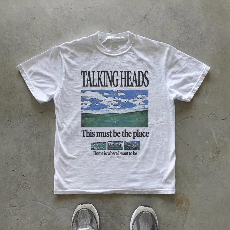70s Rock Style Pattern Short Sleeved Unisexs And Unisexs Talking Heads Pattern Tshirt This Must Be A Local Sentiunisextal Tshirt