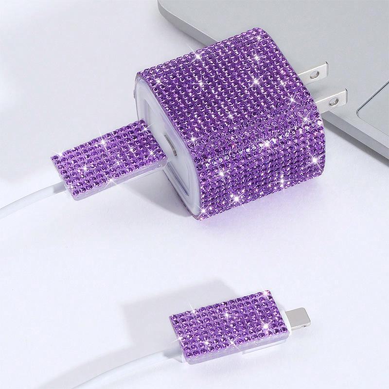 Защитный чехол для кабеля и головки зарядного устройства Sparkle Diamond для зарядных устройств Apple 20 Вт - Защита от укусов проводов