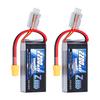 Zeee 7.4V 50C 2200mAh 2S Short LiPo Battery with XT60 Plug for RC Cars, Trucks, Helicopters, FPV Drones, and More (2-Pack)