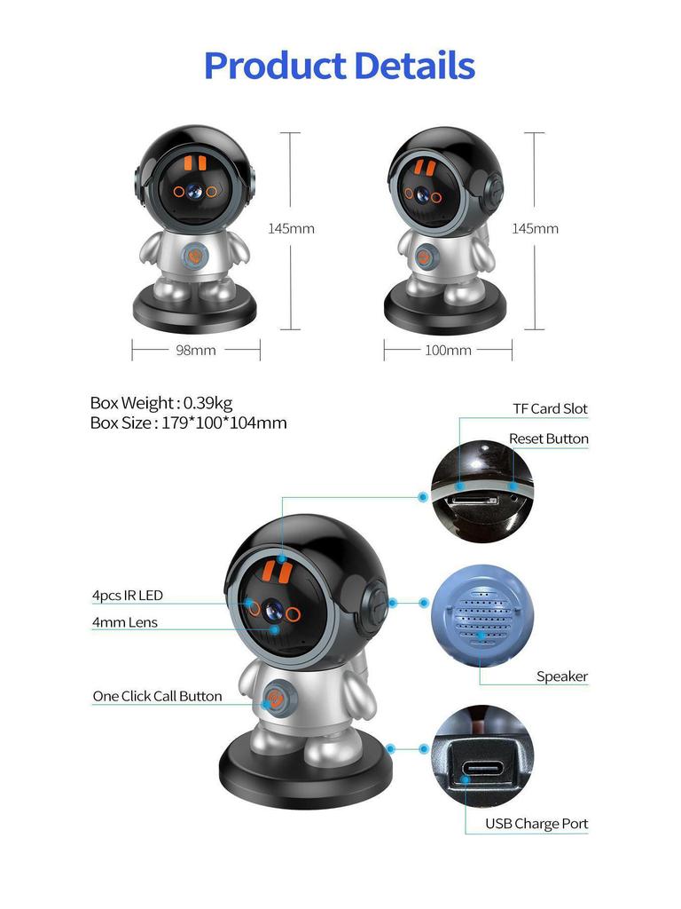 Smart WiFi Indoor Robot Camera with One-Click Call
