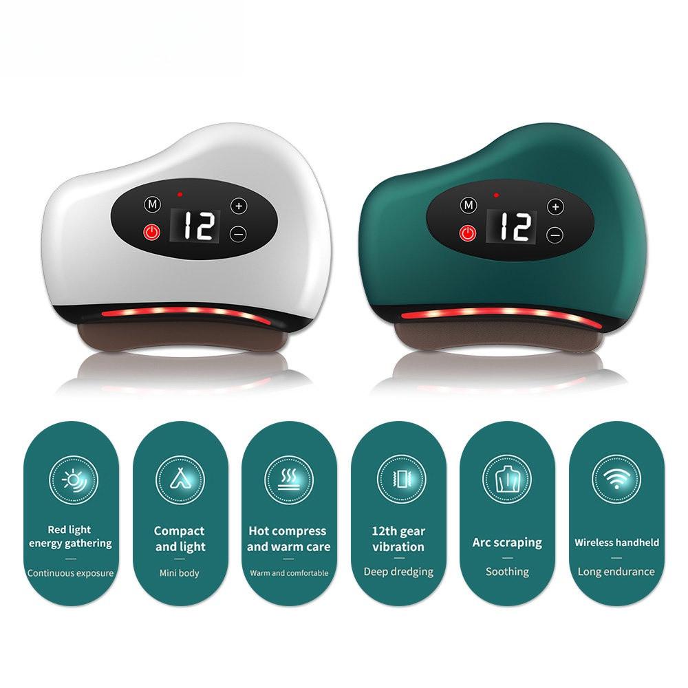 Meridian Dredging Brush Vibration Heating Gua Sha Massage Board Small Portable Electric Scraping Massager