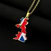 Vintage Map Pendant Necklace United Kingdom of Great Britain and Northern Ireland Country Outline Flag Charm Necklaces