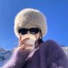 Осенне-зимняя женская шапка из меха лисы и искусственной норки, женская утолщенная теплая плюшевая панама