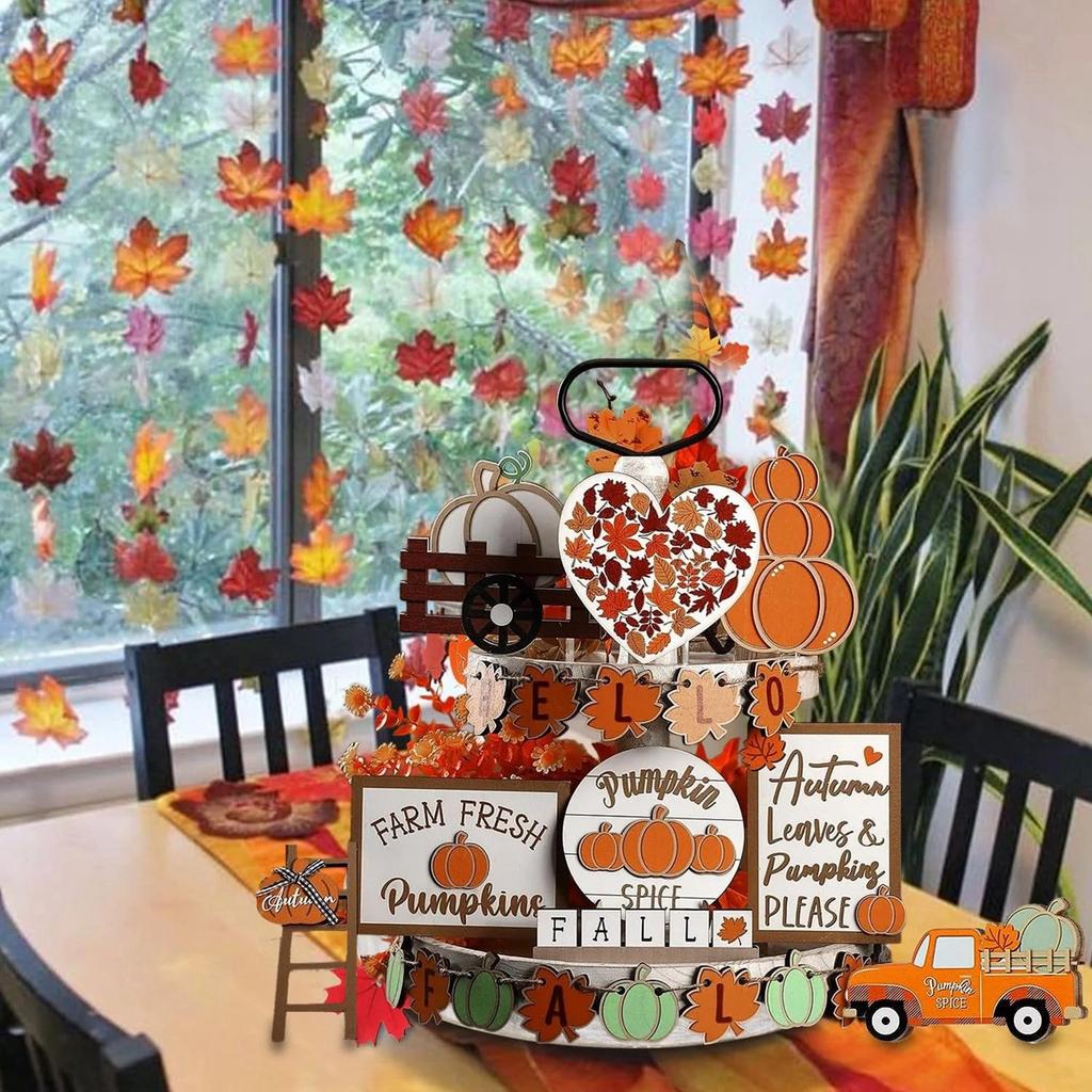 Набор слоев для украшения подноса из 23 предметов, украшение на День благодарения, тыква, кленовый лист, украшение в виде грузовика