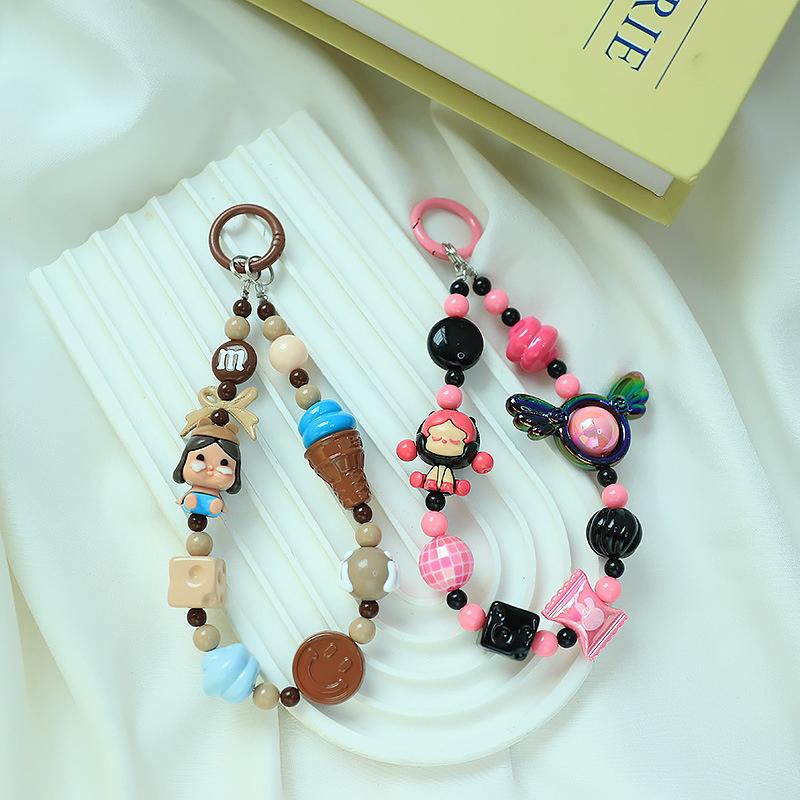 Милая мультяшная кукла, бисерный ремешок для телефона, брелок для рюкзака, брелок для ключей, кулон, анти-потеря, ремешок для телефона для iPhone, Samsung, подарки для девочек