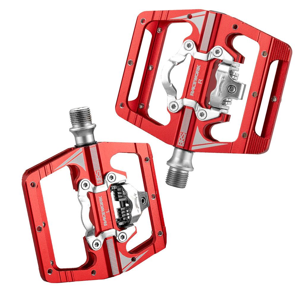 Педали RACEWORK M215 для велосипедной подножки Mtb, смешанные педали, зажим для горного велосипеда, подставка для ног, двойная функция, Spd, алюминий