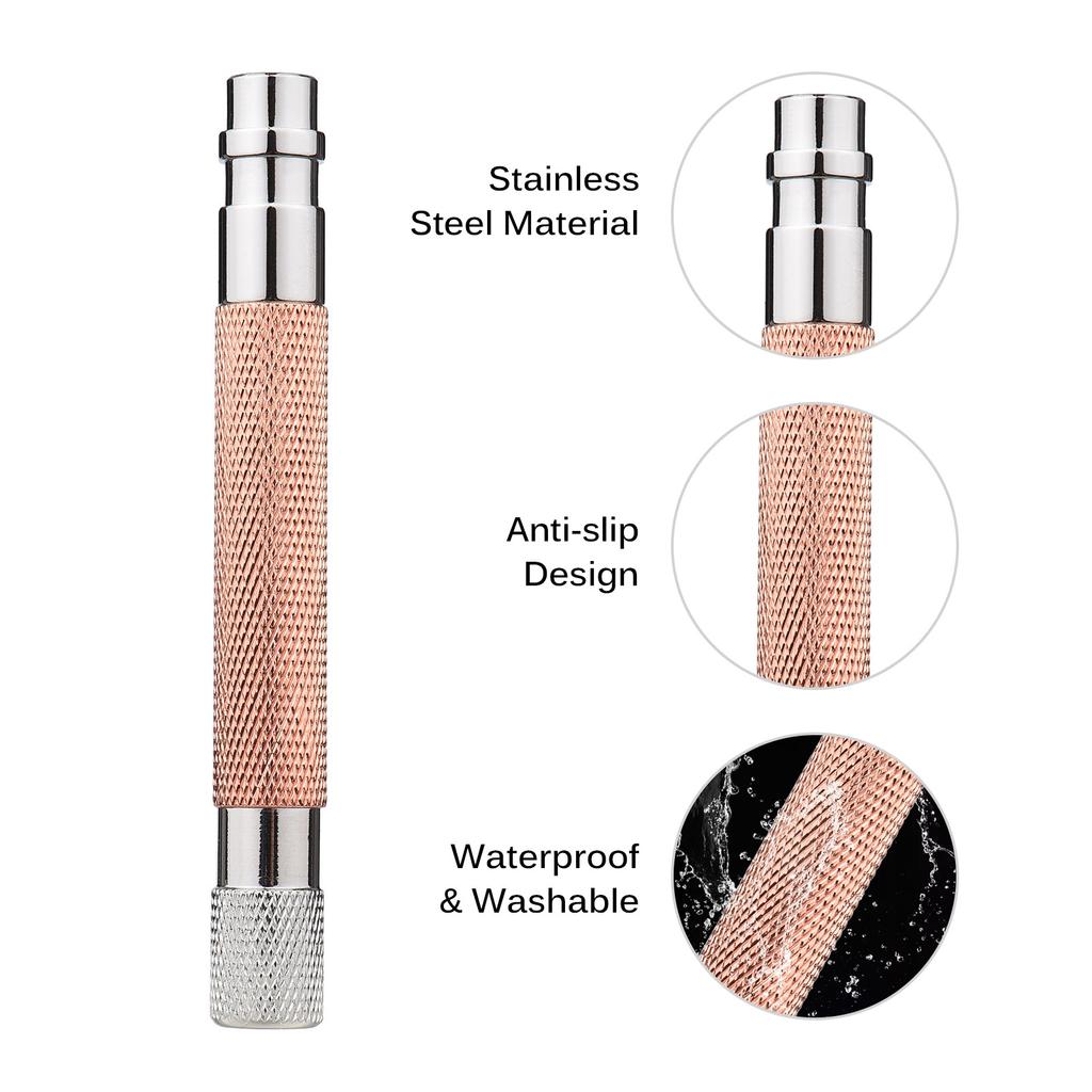 Ручка для бритья для бритвы с двойным лезвием, безопасная бритва для бороды из нержавеющей стали, сменная бритва