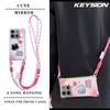 KEYSION Crossbody Strap Phone Case for TECNO Spark Go 2023 Pop 7 Pro Cute Cartoon Long Lanyard Mirror Shockproof Cover for Infinix Smart 7
