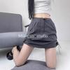 Пикантная мини-юбка в стиле Y2K: Женская офисная одежда с высокой талией и кулиской, стройнящая