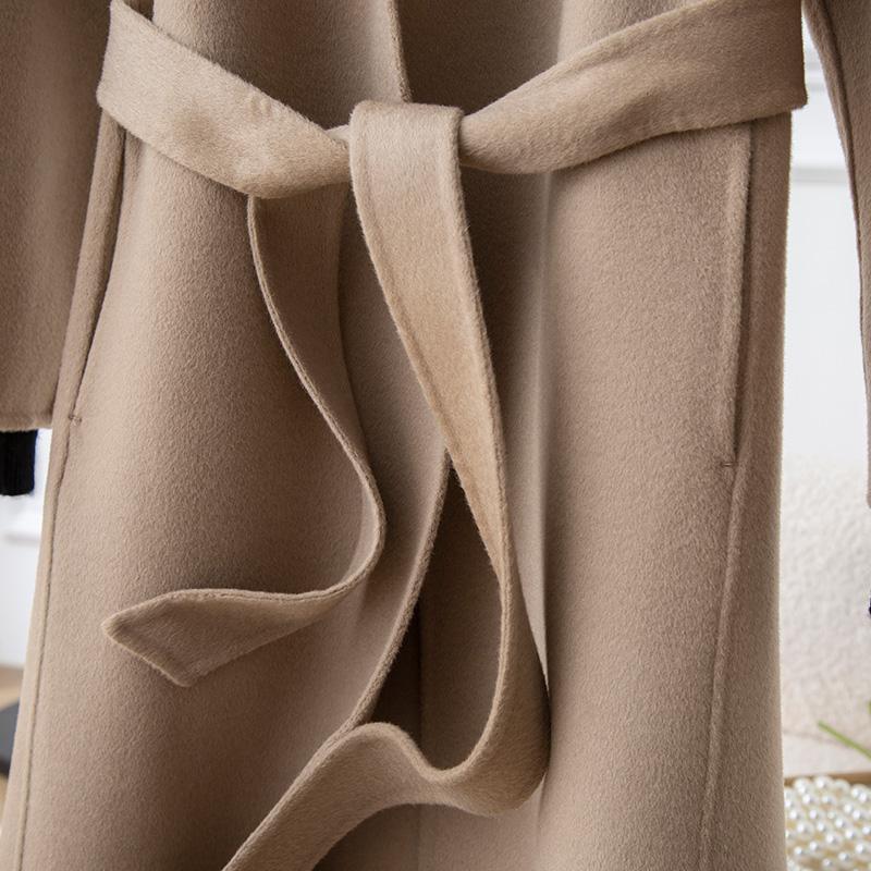 Женское пальто из 100% шерсти TIDENOVEL Осеннее шерстяное длинное пальто Ручной работы Пальто-бушлат Зимняя теплая шерстяная длинная куртка Пальто