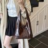 New Oil Wax Leather Women's Bag Tote Bag Niche Design Bow Lazy Loose Shoulder Armpit Bag