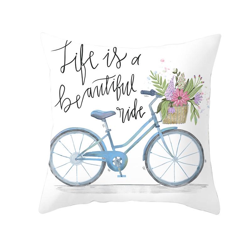 Flower and Grass Bicycle Pillow Cover for Home Ins Nordic Pillow Photo Small Fresh Cushion