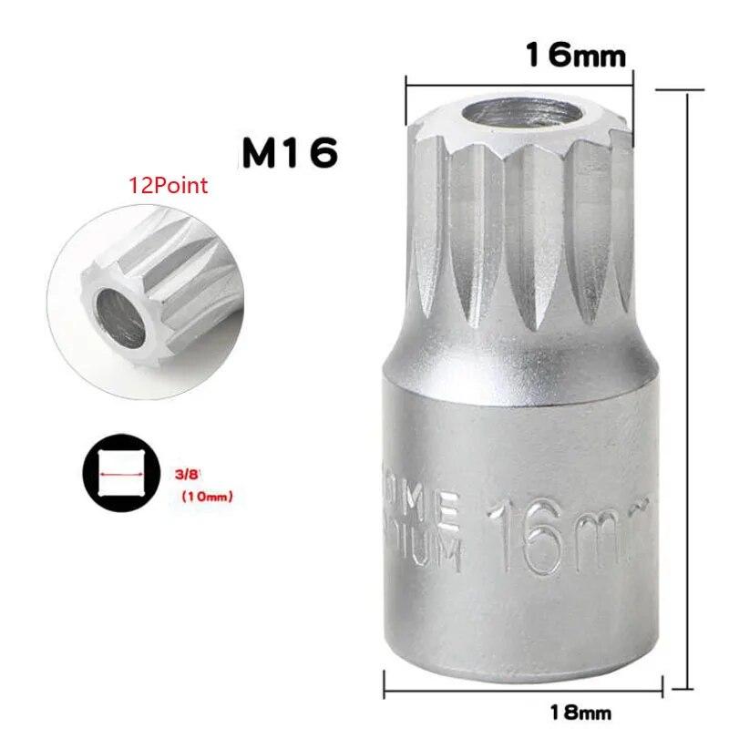 M16 H17 S8 S10 Пробка сливного отверстия масляного картера Торцевой ключ 3/8 дюйма Привод Авторемонт Коробка передач Винт Гаечный ключ Инструмент для ремонта автомобиля