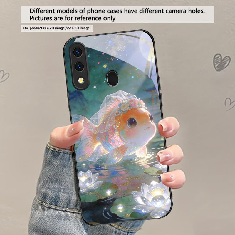 Милый белый вуалехвост для Samsung Galaxy A30 A31 A32 A33 A34 A35 A42 A30s A20 A25 A26 A51 A56 A54 A72 A73 70 Стеклянный чехол для телефона