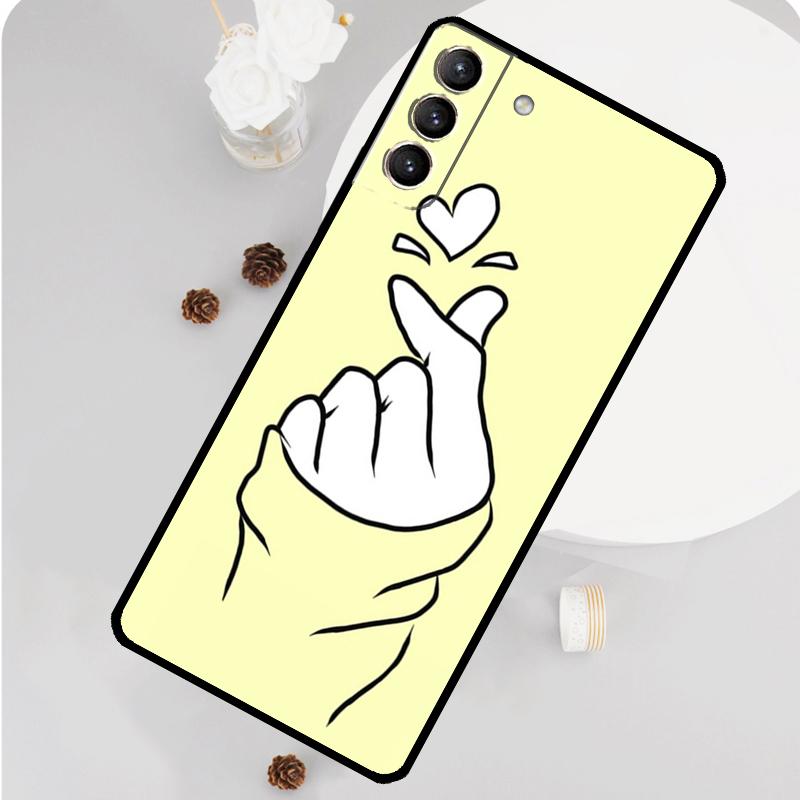 Чехол Kpop Сердце Рукой Пальцами Для Samsung Galaxy S23 S22 Ultra S21 FE S20 FE Note 20 Ultra S9 S10 Note 10 Plus