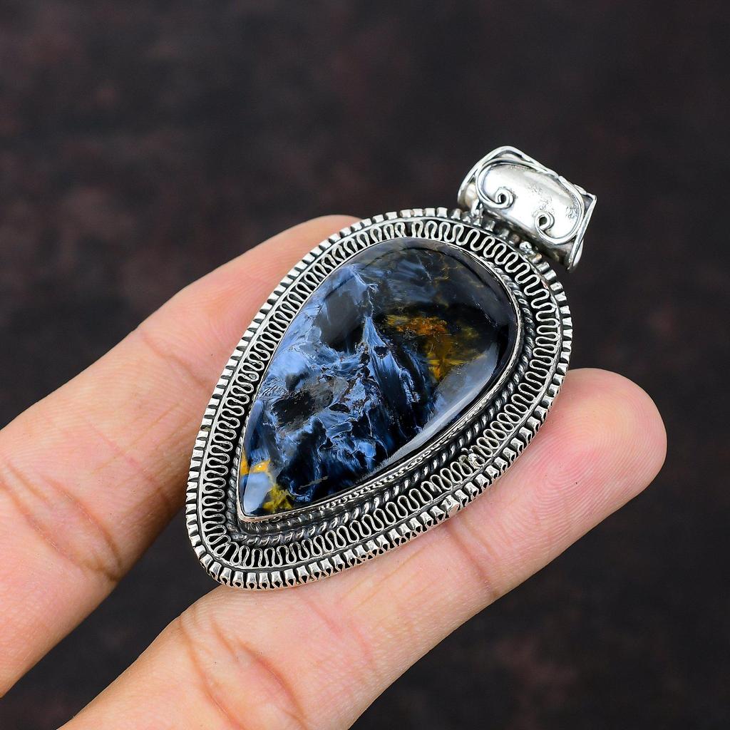 Pietersite Pendant 925 Sterling Silver Pendant Handmade Pietersite Jewelry Very Pretty Vintage Pendant Genuine Gemstone Jewelry Gift For Him