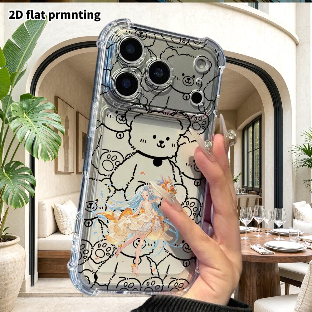 Чехол для телефона: 2D плоский, подходит для iPhone 18 17 16 15 14 13 Pro, прозрачные углы для защиты от падений, девушка с длинными волосами, Рождественский и Хэллоуинский подарок