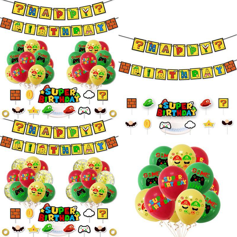 Праздничные воздушные шары Супер Марио, топпер для торта, баннер для радостного празднования дня рождения