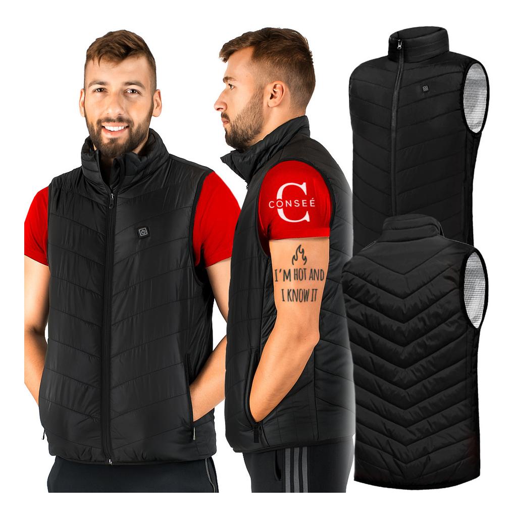 Heated vest sleeveless usb women's men's quilted black jacket l Heated vest black size XL