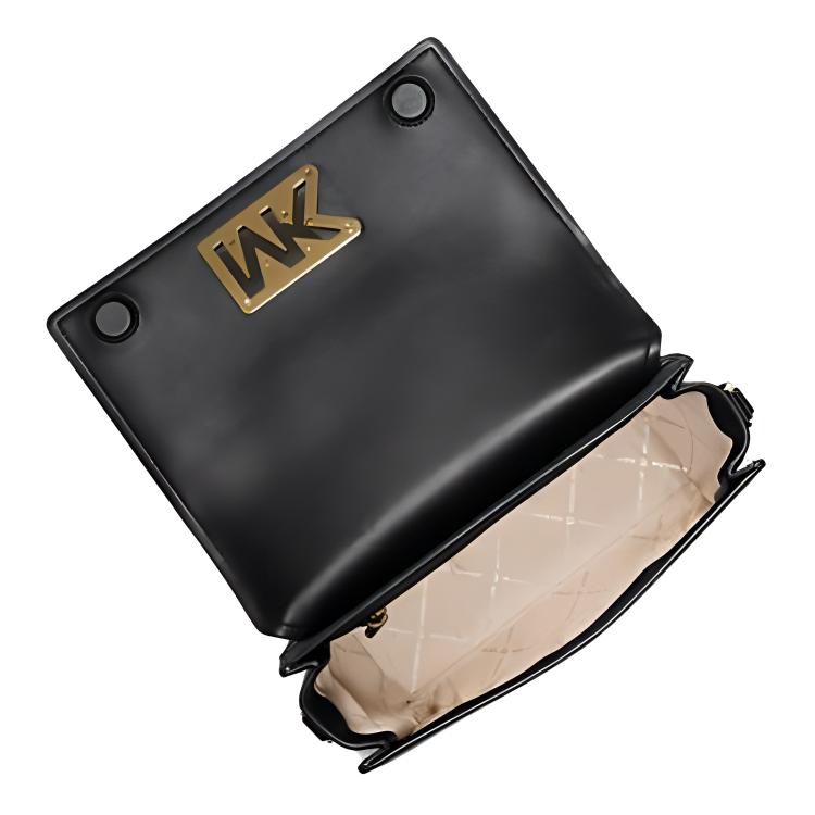 Michael Kors Mk Mimi Монограмма Вырез Металлический Логотип Клапан Покрытие Холст Сумка Через Плечо На Плечо Средняя Женские Сумки Коричневый Черный 35T2G8IM2B-BROWN/BLK