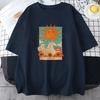 2025 Tarot Card Art The Sun Male  T Shirt High Street Vintage Clothing Breathable Casual O-Neck Short Sleeve Mens