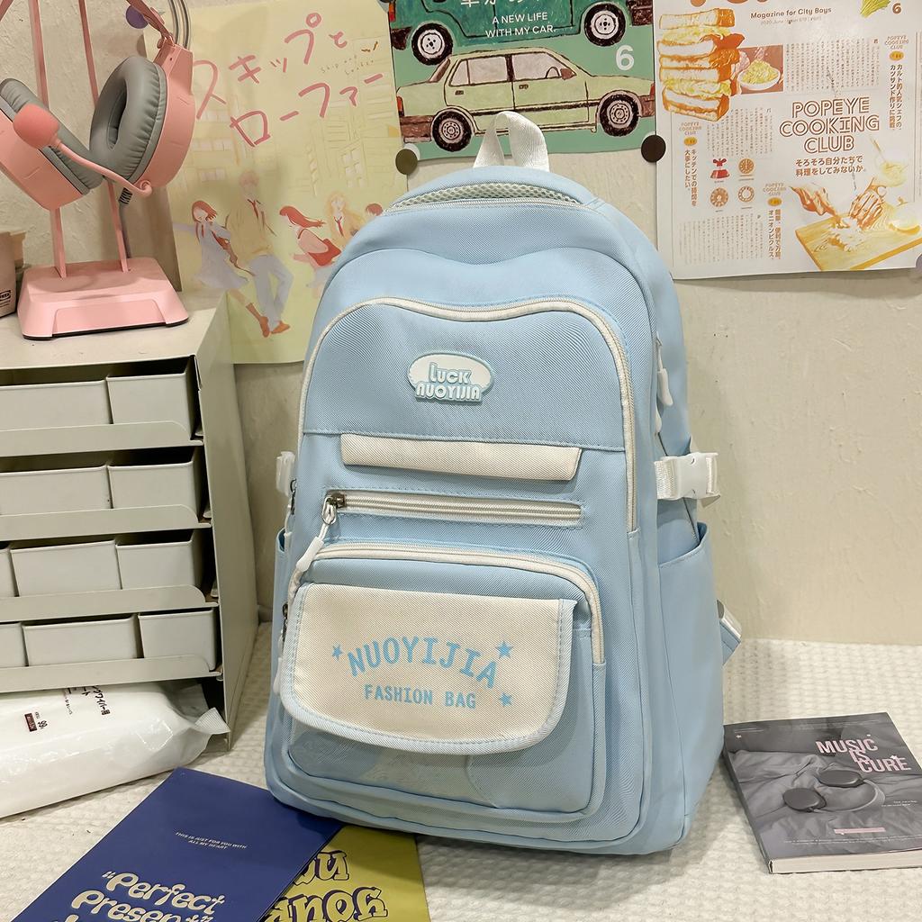 Schoolbag Japanese dopamine schoolbag Korean version ins Middle and high school students cute backpack contrasting colors casual versatile backpack