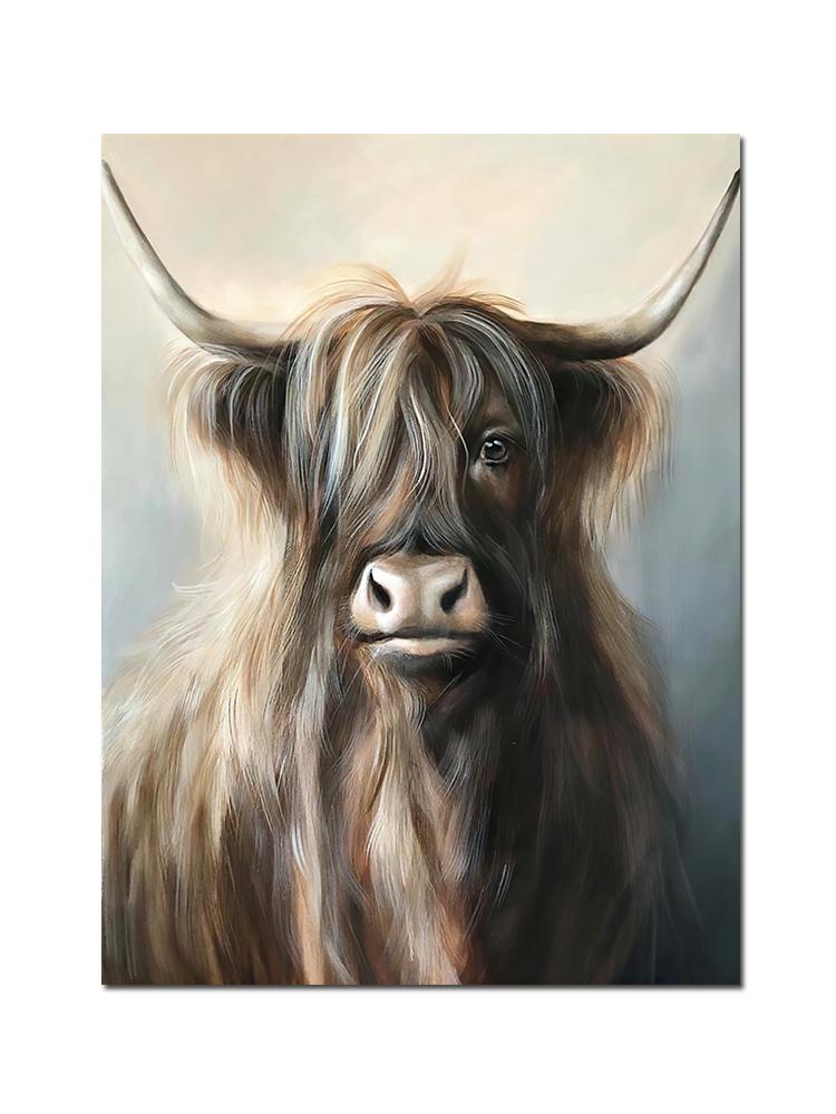 Милые постеры с коровами в горной местности, картины на холсте, голова оленя, животные, настенные художественные принты, фотографии для гостиной, украшения дома, куадрос