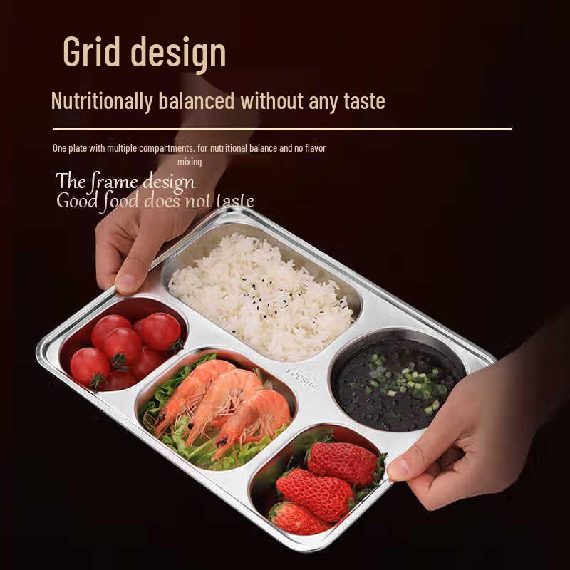 304 Stainless Steel 5-Compartment Lunch Tray
