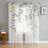 Watercolor Eucalyptus Leaves Green Sheer Curtains for Living Room Decoration Window Curtains Kitchen Tulle Voile Curtains