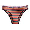 Lady Underpants Breathable Contrast Color Stripe Print Ribbing Textures Lady Underwear