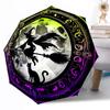 Witch On Broomstick At Night Portable Automatic Umbrella Folding Umbrella with 8 Ribs Durable Plastic & Iron for Women/Men Elegant Women's Umbrella