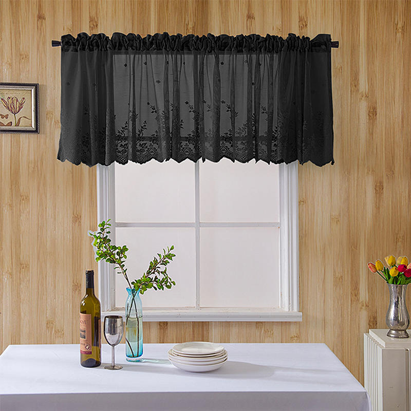 Farmhouse Rustic Style Kitchen Short Sheer Curtains Creative Lace Blackout Window Valance for Bedroom Bathroom Toppers