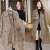Women's Fleece-Lined Mid-Length Windbreaker - 2025 Autumn/Winter Korean Style Suit Collar Coat