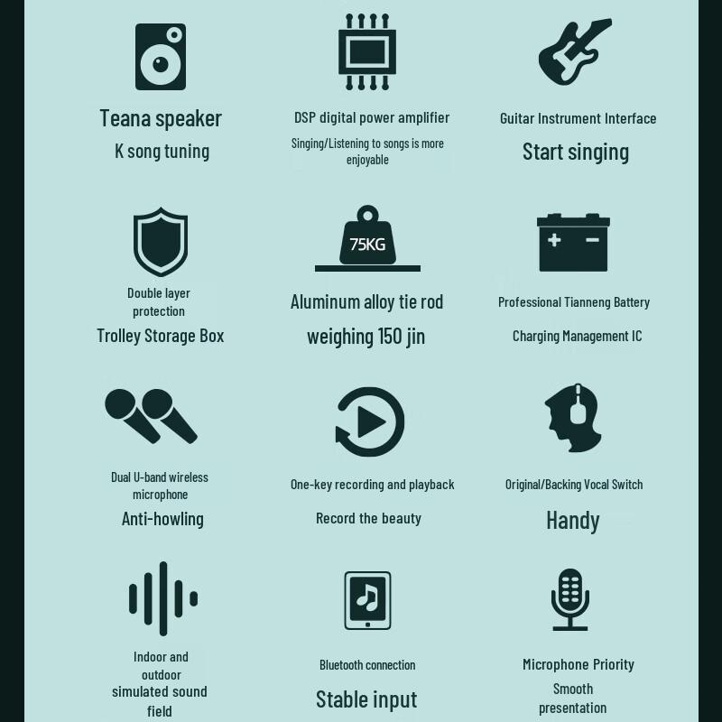 Sansui E15 12-inch Bluetooth Trolley Speaker