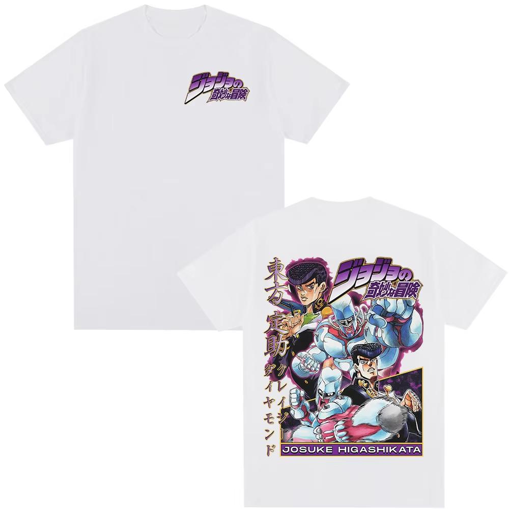 Футболка с принтом JoJo Josuke, унисекс, свободная, повседневная, винтажная, с коротким рукавом, модная, удобная футболка для женщин и мужчин