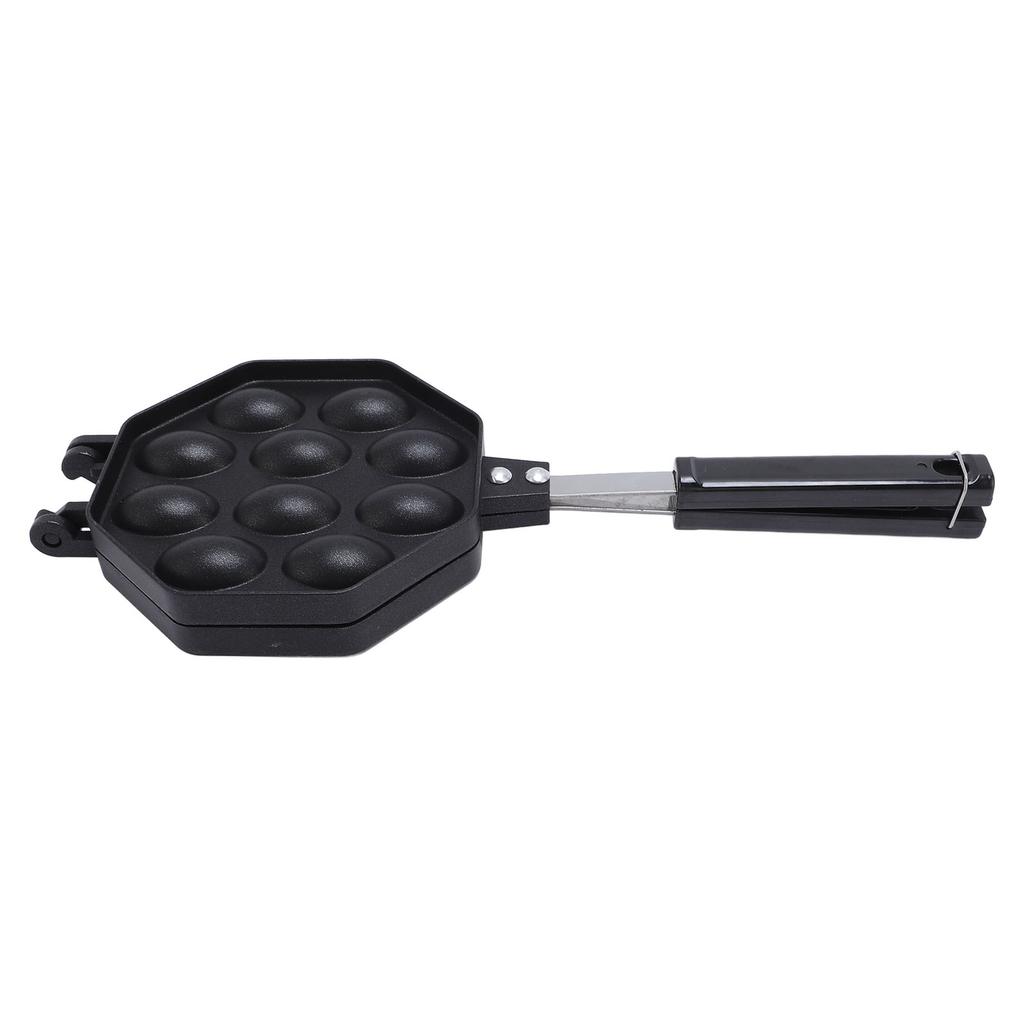 Egg Waffle Pan Aluminum Alloy Anti Stick Anti Scald Handle Bubble Waffle Maker for Home Commercial Use
